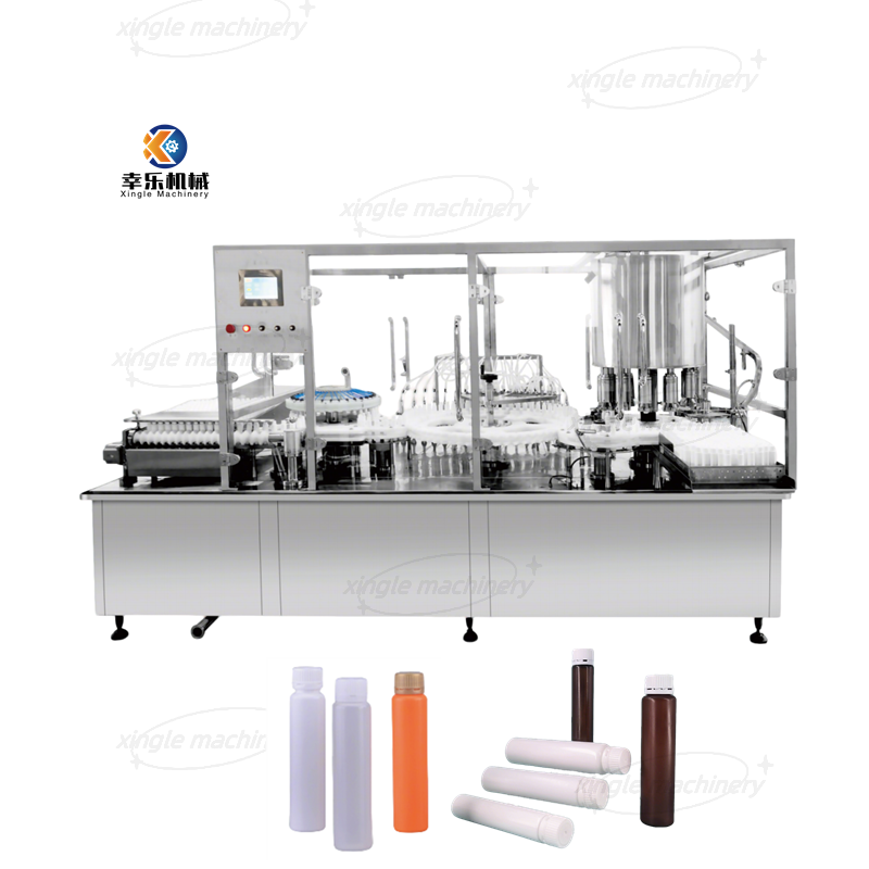 Máquina automática de llenado y sellado de botellas de plástico con viales líquidos