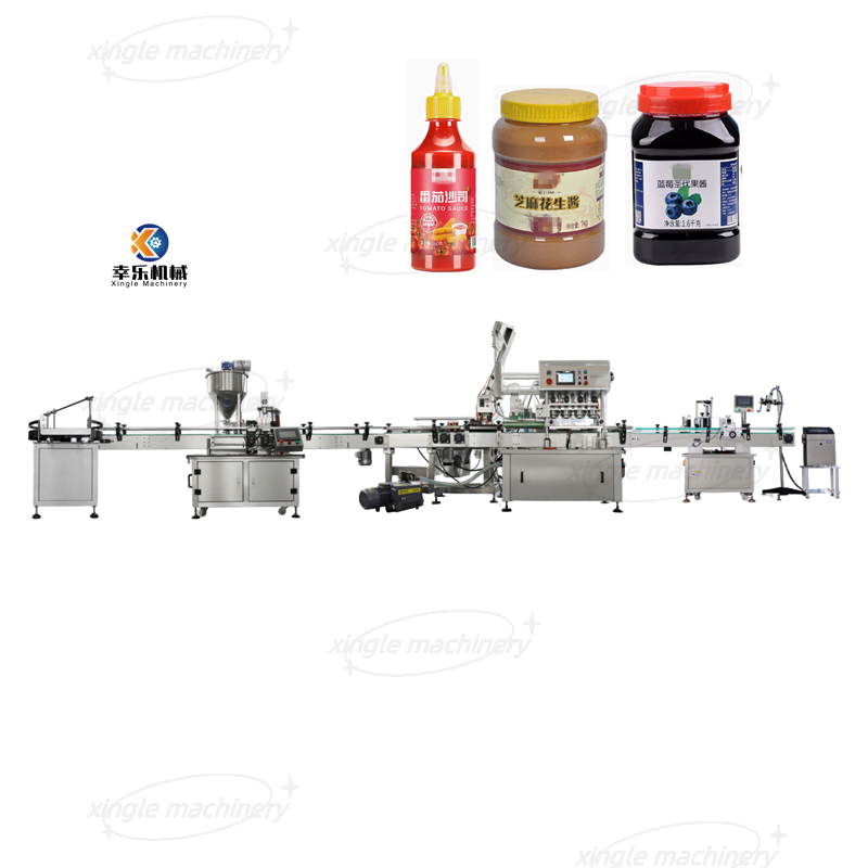 Línea automática de producción de envases y llenado de pasta de mermelada de botellas