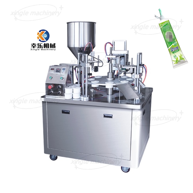 Máquina semiautomática de llenado y sellado de tubos de aluminio