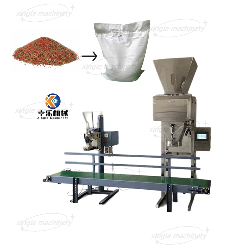 Empaquetadora automática de bolsas de gránulos de alimentación con pesaje