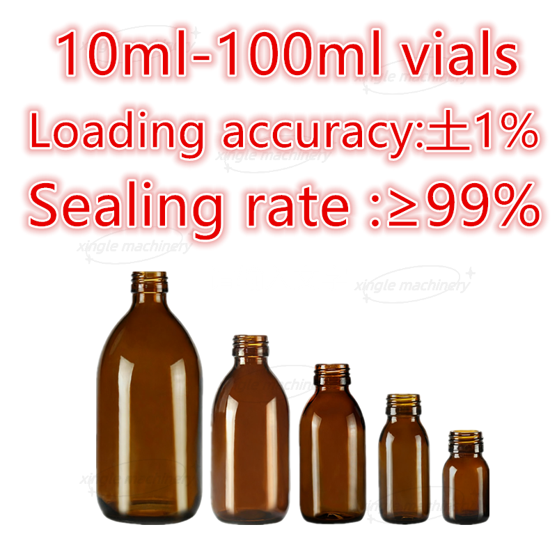 Máquina taponadora de tapón superior de llenado de viales líquidos lineales de 10-100 ml