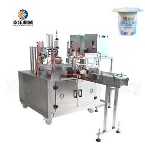 Máquina automática de llenado y sellado de vasos de yogur, gelatina y salsa