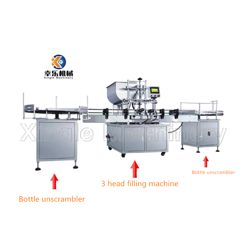 Máquina llenadora automática de pasta líquida de tres cabezales de alta precisión