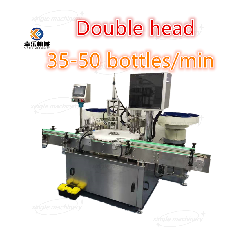 Máquina de llenado y tapado de viales de esmalte de uñas de doble cabeza completamente automática