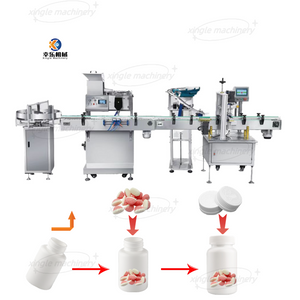 Línea de producción automática de embotellado y taponado de conteo de tabletas de dulces
