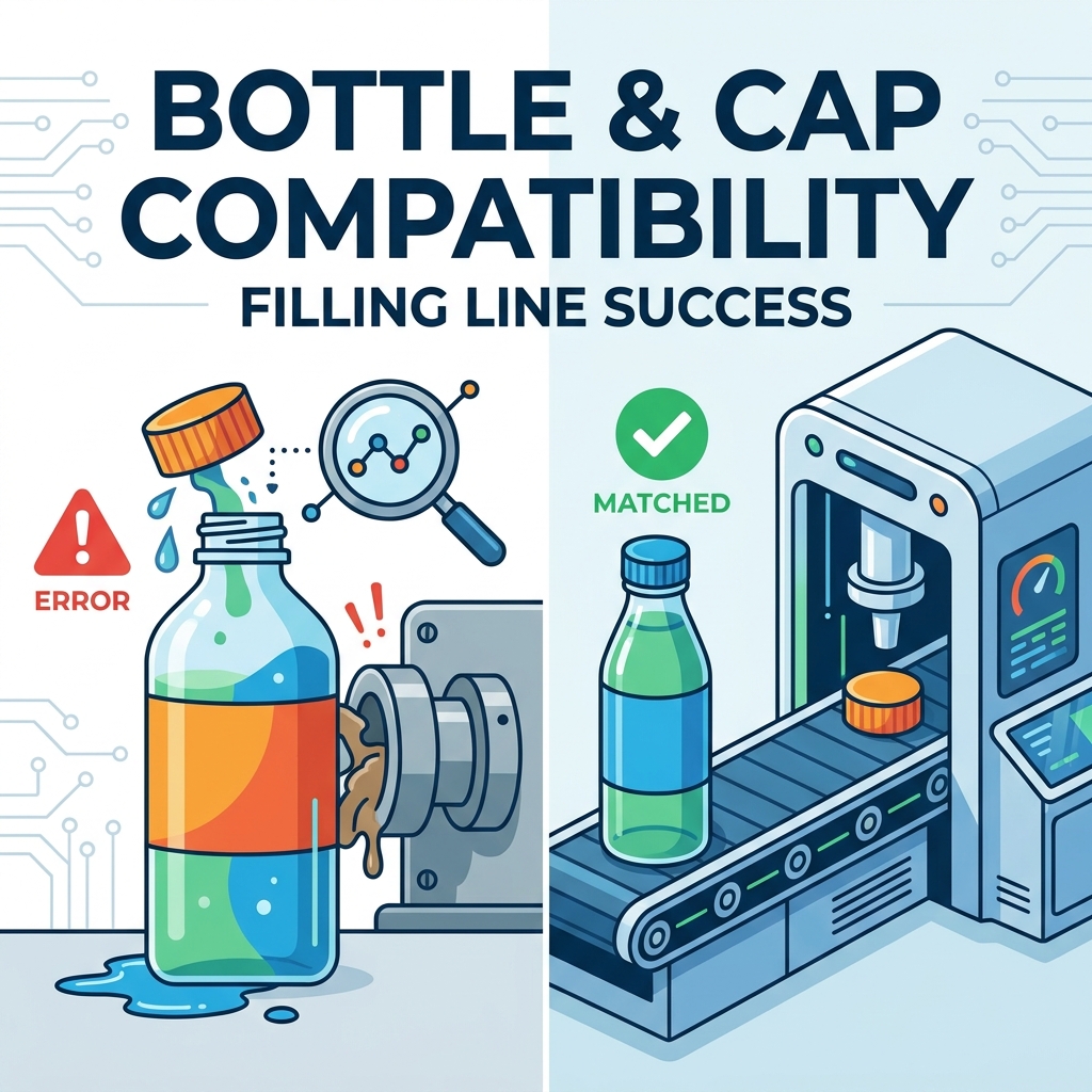 Comprobaciones de compatibilidad de botellas y tapas antes de especificar una línea de llenado