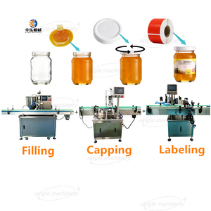 Línea de llenado automática de miel y mermelada de embotellado de botellas de vidrio de plástico