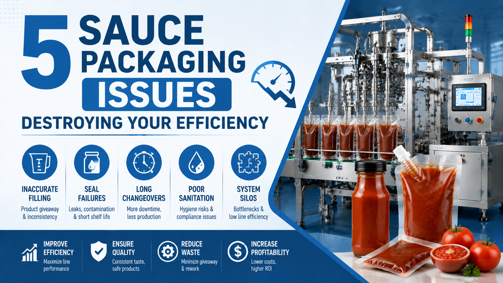 5 problemas con el envasado de salsas que destruyen tu eficiencia