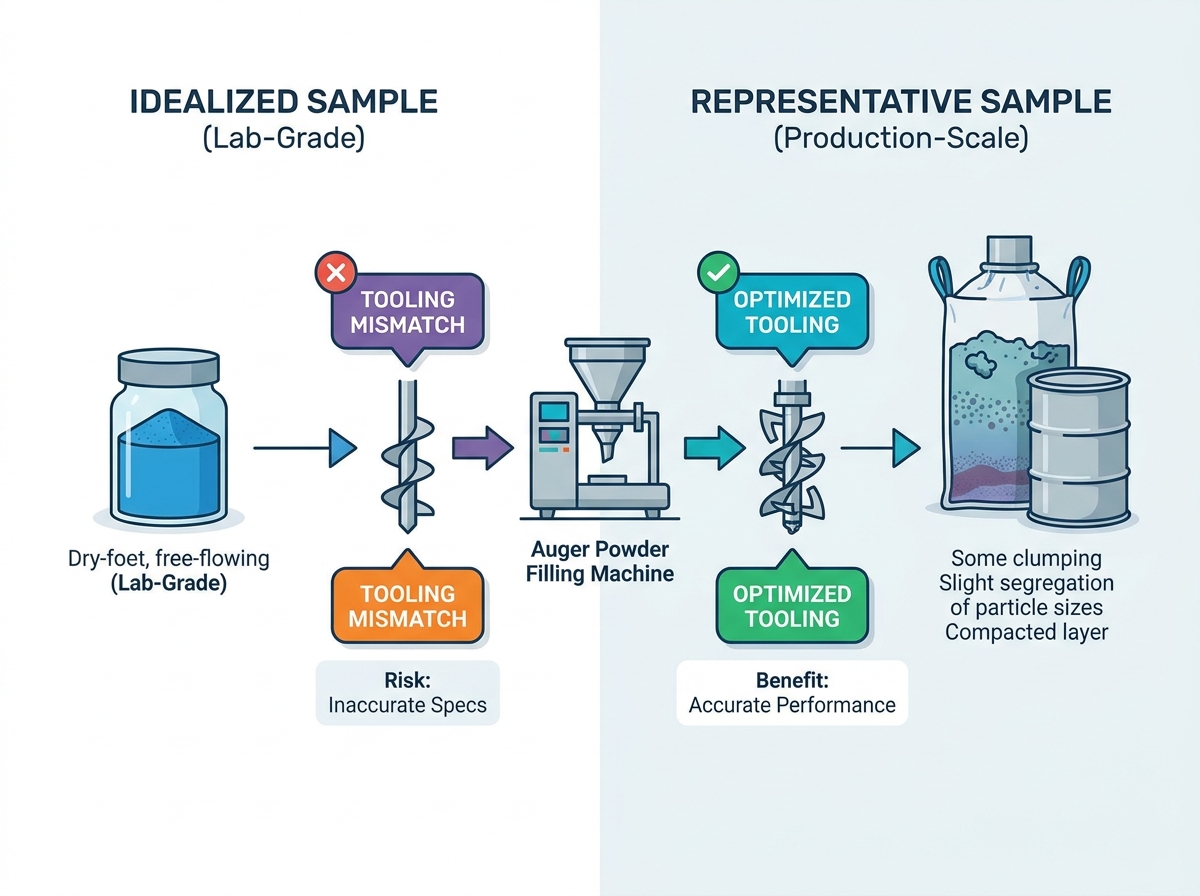 Configuraci&oacute;n de prueba de llenado de polvo para precisi&oacute;n de producci&oacute;n
