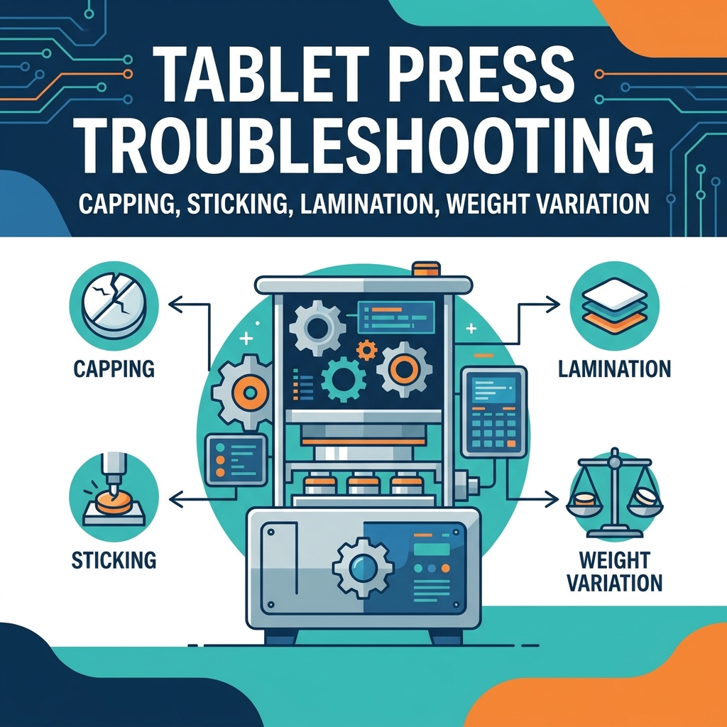 Solución de problemas de la prensa de tabletas: tapado, pegado, laminación y variación de peso